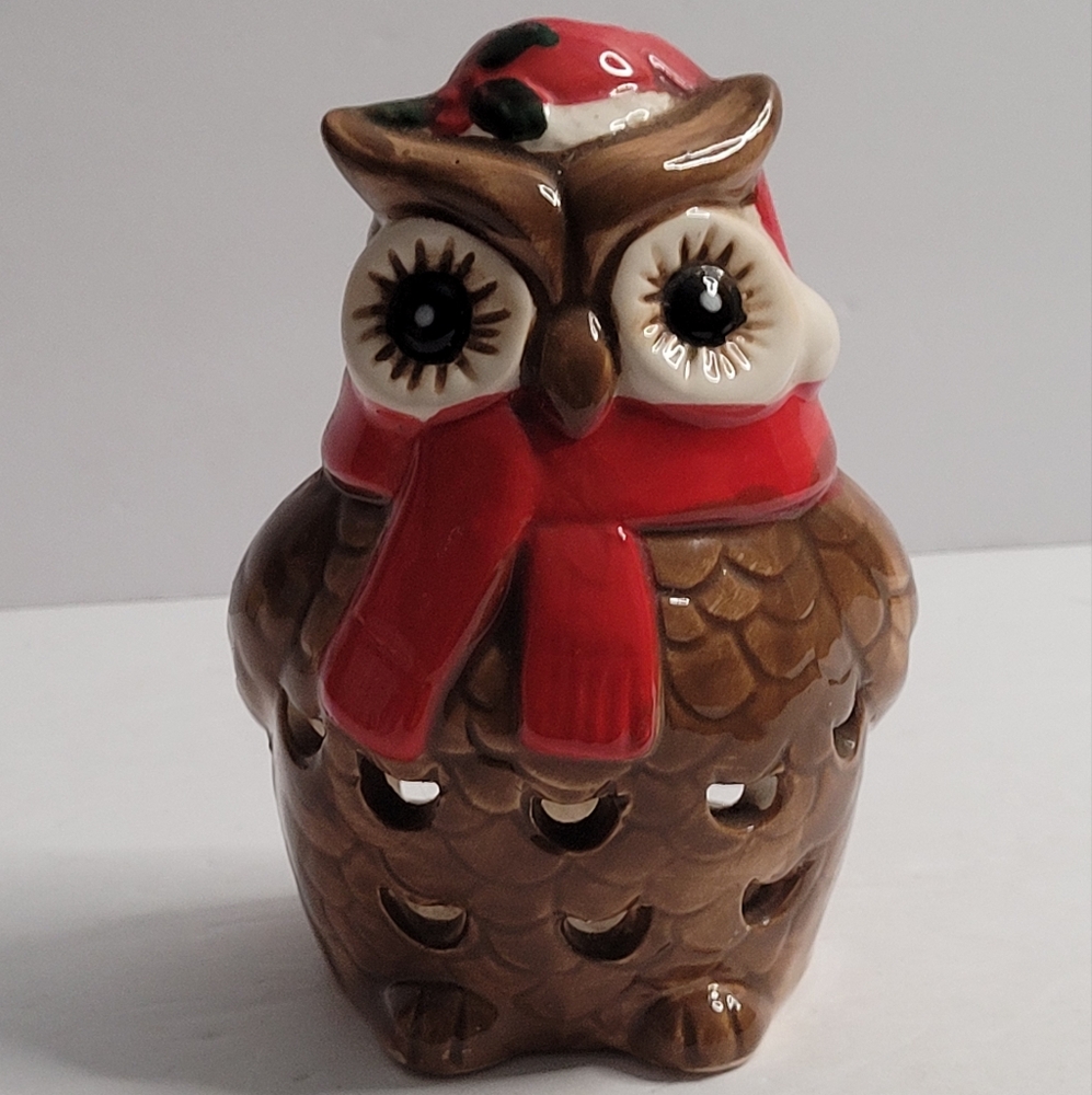 Ceramic owl candle holder.  319